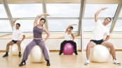Group class using exercise balls.