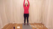 Woman doing overhead shoulder stretch