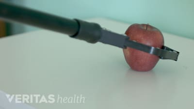 Grabber grabbing a red apple.