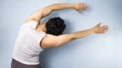 Man doing the latissimus stretch