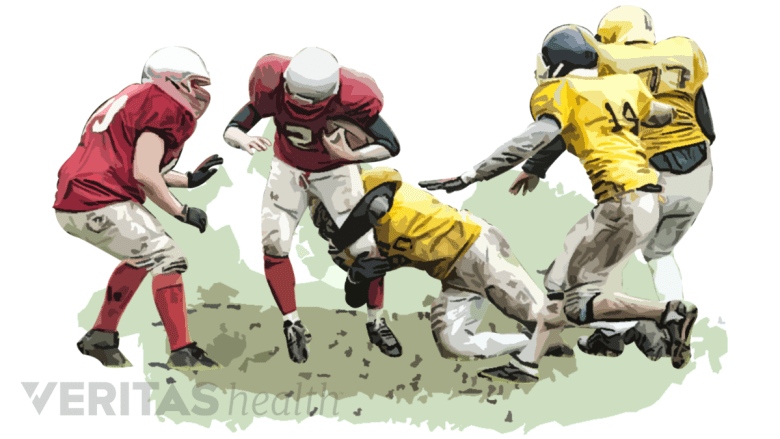 Kids playing football.