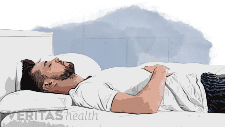 A man sleeping on his back.