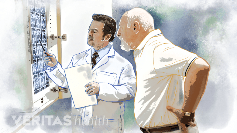 An illustration showing a doctor and a patient.