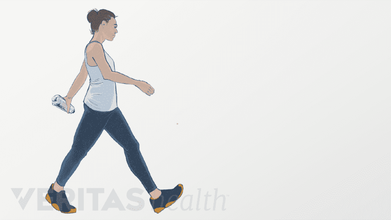 An illustration of a woman walking.