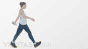 An illustration showing a woman walking.