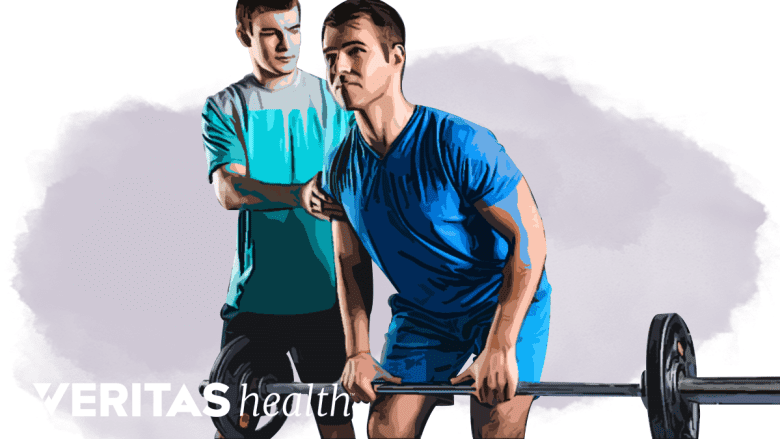 An illustration showing a man weight lifting.